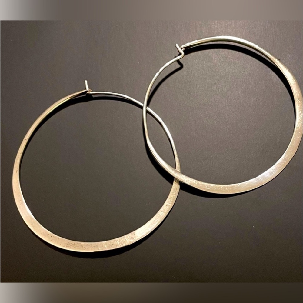 Vintage Sterling Silver Hammered Hoops earrings Banana Republic